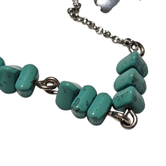 Elegant Multi Stone Beaded Necklace Aqua Accents Retro 50s 60s Fashion Jewelry - Picture 6 of 9